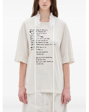 Ann Demeulemeester T-Shirt mit Text-Print - Weiß