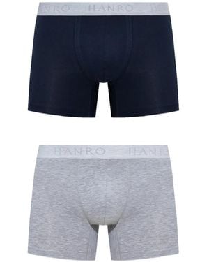 Hanro Logo-Waistband Boxer Briefs (Pack Of 2) - Blue