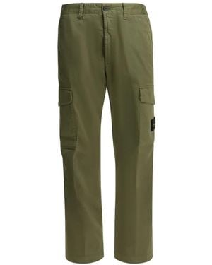 Stone Island Logo-Patch Cargo Trousers - Green
