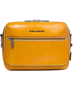 Piquadro Pocket Leather Messenger Bag - Orange