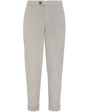 Brunello Cucinelli Gabardine Garment Dyed Trousers - Grey