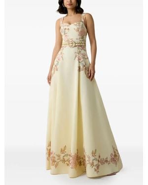 Hemant & Nandita Rian Floral-Print Belted Maxi Dress - Natural