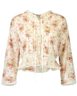 Doen Hillock Floral Lace-Trim Blouse - Natural