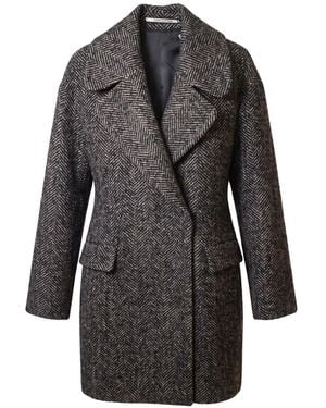 Tagliatore Astrid Herringbone-Pattern Wool Coat - Grey