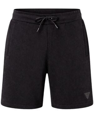 Guess Logo-Patch Drawstring Track Shorts - Black