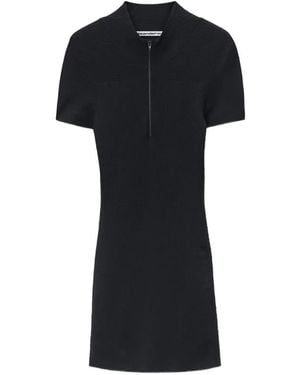 Alexander Wang Logo-Tape Mock-Neck Mini Dress - Black