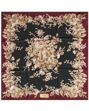 Dolce & Gabbana Floral-Print Silk Scarf - Metallic
