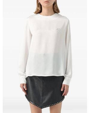 Gaelle Paris Chemise En Satin À Détail De Broche - White