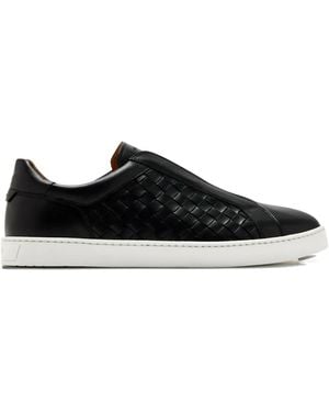 Magnanni Woven Leather Slip-On Trainers - Black