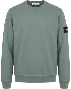 Stone Island Fleece-Lined Cotton Crewneck Sweatshirt - Green