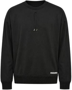 DSquared² Logo-Print Ribbed-Trim T-Shirt - Black