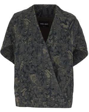 Giorgio Armani Embroidered Cotton Jacket - Black