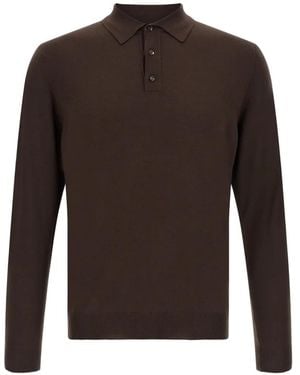 Zanone Long-Sleeve Polo Shirt - Brown