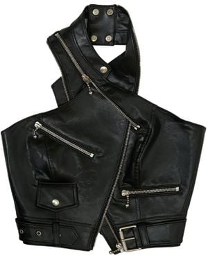 GRACE ELWOOD Neckholder-Top Im Biker-Look - Schwarz