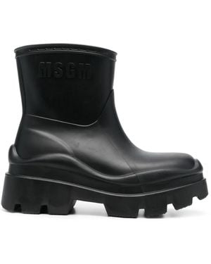 MSGM Logo-Embossed Ankle Boots - Black