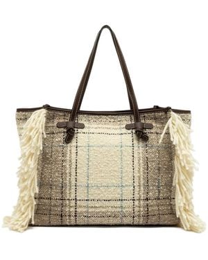 Gianni Chiarini Marcella チェック フリンジ ハンドバッグ - ナチュラル