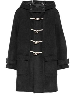 Semicouture Hooded Toggle-Fastening Coat - Black