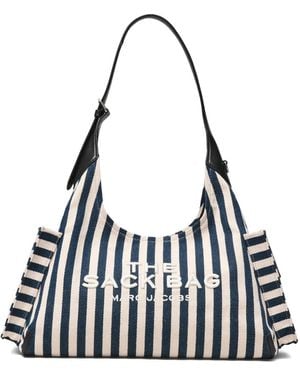 Marc Jacobs The Belted Canvas Striped Tote Bag - White