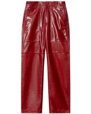 Isabel Marant Pantalon En Cuir À Taille Haute Valka - Red