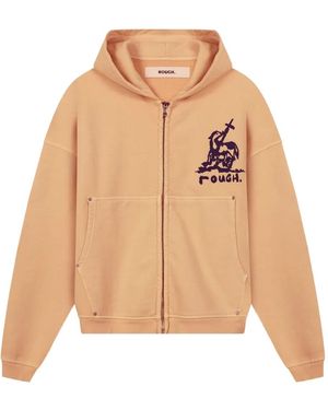ROUGH Hoodie Met Print - Naturel