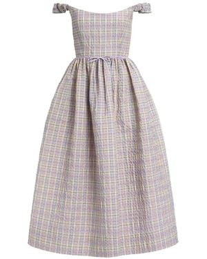 Markarian Ginger Plaid Seersucker Dress - Gray