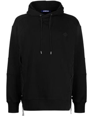 Spoonyard Logo-Appliqué Panelled Hoodie - Black