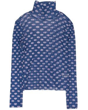 CALLIPYGIAN Flower-Print Turtleneck Sweater - Blue