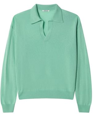 AURALEE Gestrickter Skipper Pullover - Grün
