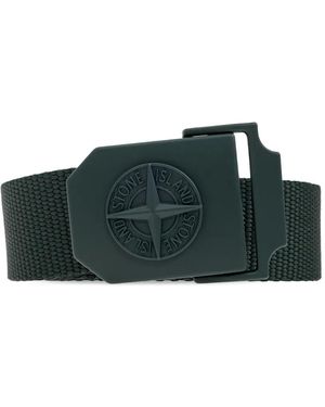 Stone Island コンパスロゴ バックル ベルト - グリーン