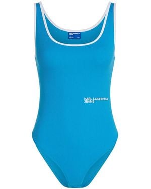 Karl Lagerfeld Body con logo bordado - Azul