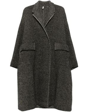 Boboutic Fischgräten-Mantel mit aufgesetzter Tasche - Grau