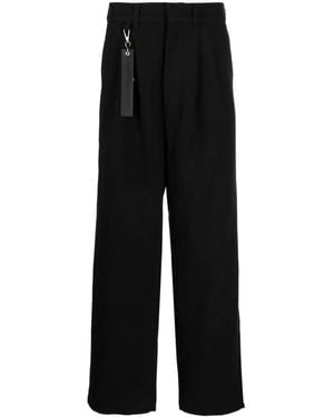Izzue Straight-Leg Twill Trousers - Black