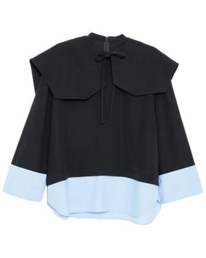 Enfold Double-Cuff Blouse - Black