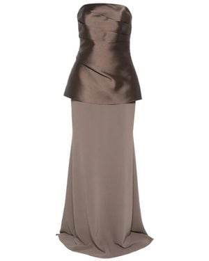 Solace London Allia Draped Strapless Maxi Dress - Brown