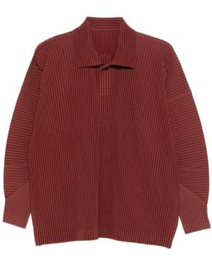 Homme Plissé Issey Miyake Homme Plisse' Issey Miyake Pleated Polo Shirt - Red