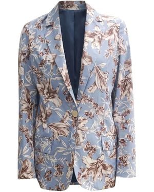 Liu Jo Floral Single-Breasted Jacket - Blue