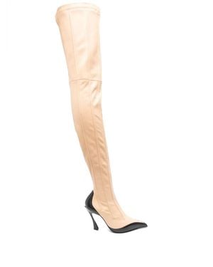 Mugler 95Mm Leather Boned Boots - White