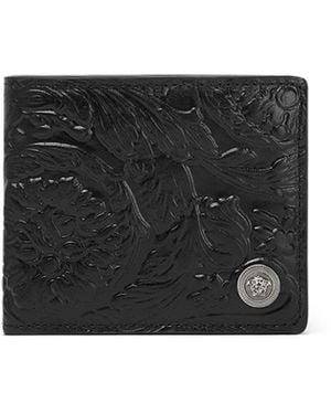 Versace Barocco-Embossed Bi-Fold Wallet - Black