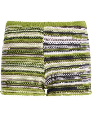 Proenza Schouler Jenna Knit Striped Shorts - Green