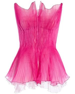 Genny Pleated Strapless Mini Dress - Pink