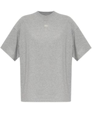 Palm Angels Embroidered-Logo T-Shirt - Grey
