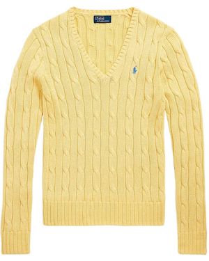 Polo Ralph Lauren Cable-Knit V-Neck Jumper - Yellow