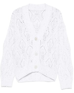 Eleventy Cardigan À Boutonnière - Blanc