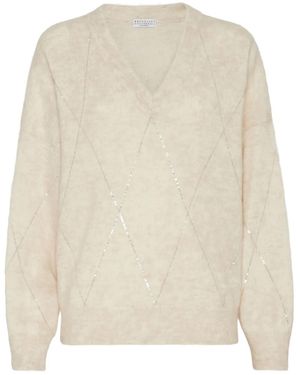 Brunello Cucinelli Maglione Con Scollo A V - Neutro