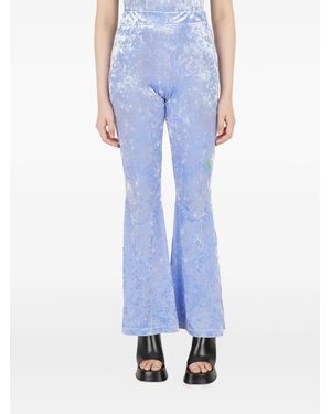Perks And Mini Crushed-Velvet Flared Pants - Blue