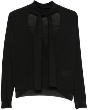 Roberto Collina Cut-Out Pussy-Bow Sweater - Black