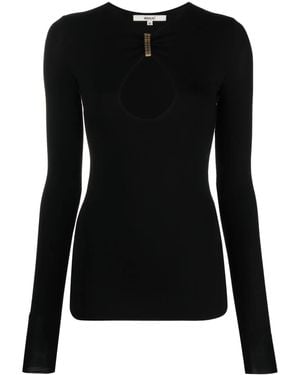 MANURI Long-Sleeve Cut-Out T-Shirt - Black