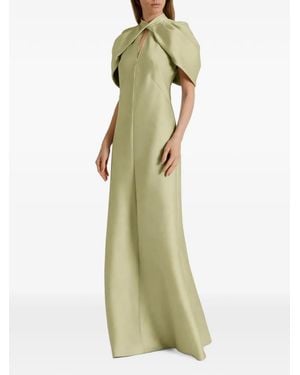 Alberta Ferretti Puff-Sleeve Cut-Out Maxi Dress - Green