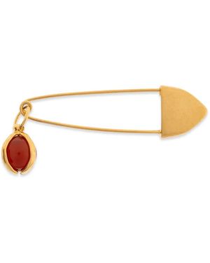 Jil Sander Stone-Pendant Safety-Pin Brooch - Wit