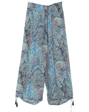 Etro Wide Trousers With Tassels - Blue